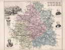 CHÂTEAUROUX + INDRE = APOLLINAIRE + FAYE + BERTRAND  /  AUTHENTIQUE CARTE DU XIXème Siècle - Geographical Maps