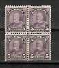 Canada YT 147 * Bloc De 4 : George V - Unused Stamps