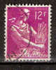 Timbre France Y&T N°1116 (1) Obl.  Type Moissonneuse  12 F. Lilas-rose. Cote 0,30 € - 1957-1959 Mietitrice