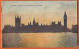 London : Parliament By Night ;  Year 1919 . Celesque Series . - Houses Of Parliament