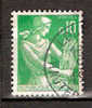 Timbre France Y&T N°1231 (01) Obl.  Moissonneuse.  10 C. Vert. Cote 0,15 € - 1957-1959 Moissonneuse