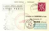 8748  1° VOL LIEGE PARIS - Storia Postale