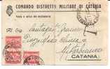 927)cartolina Tassa A Carico Con 3x20c. Segnatasse Con Fasci Da Catania A Misterbianco Il 21-7-1945 Piega - Marcophilia