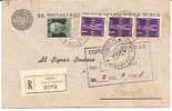 940)cartolina Raccomandata Con 3x1£ PM Imperiale+60c. Imperiale Senza Fasci Da Siena A Sovicille Il 7-6-1945 - Marcophilia