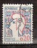 Timbre France Y&T N°1282 (01) Obl.  Marianne De Cocteau. 0.20 Fc. Bleu Et Rouge. Cote 0,15 € - 1961 Maríanne De Cocteau