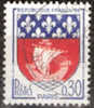 Timbre France Y&T N°1354B (01) Obl.  Armoirie De Paris.  0.30 F. Bleu Et Rouge. Cote 0,15 € - 1941-66 Stemmi E Stendardi
