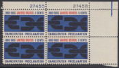 !a! USA Sc# 1233 MNH PLATEBLOCK (UR/27458) - Emancipation Proclamation - Nuovi