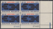 !a! USA Sc# 1233 MNH PLATEBLOCK (LR/27462) - Emancipation Proclamation - Unused Stamps