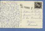 845 Op Kaart Met Treinstempel (ambulant) OOSTENDE-BRUSSEL 1 Met Naamstempel DE PANNE 2 - 1936-1957 Open Collar