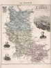 ST-ETIENNE + LOIRE = DE LAPRADE + JANIN + COMBE + ARMES DE ST-ETIENNE / AUTHENTIQUE CARTE GEOGRAPHIQUE DU XIXème Siècle - Cartes Géographiques