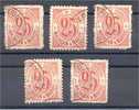 MOROCCO - MARRAKECH 1891, 25 CENTIMOS 5 STAMPS ALL USED, F/VF - Postes Locales & Chérifiennes