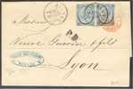 ITALY 2x 20 On 15 CENTISIMI FROM MILANO TO LYON 1865 - Used