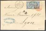 ITALY 2x 20 On 15 CENTISIMI FROM MILANO TO LYON 1865 - Oblitérés