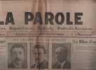 LA PAROLE 6 MARS 1928 - RADICAL SOCIALISTE - HERRIOT - AISNE - DROME - LA FLECHE - HAUTES ALPES - GIRONDE ... - Informaciones Generales