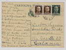 1301)intero Postale Da 60c.+2x30c.imperiale S. Fasci Da R. Calabria A Catania Il 9-5-1945 - Marcophilie