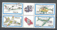 Hélicoptère Avions **  Italie 1522/25 En Bloc De 4 Timbres + 2 Vignettes - Hubschrauber