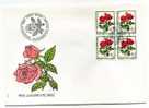 PRO JUVENTE  1ER JOUR SUISSE BLOS DE 4 JOURNEE DU TIMBRES ET ROSES HUGH DICKSON - Lettres & Documents