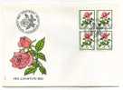 PRO JUVENTE  1ER JOUR SUISSE BLOS DE 4 JOURNEE DU TIMBRE ET ROSES MADAME CAROLINE TESTOUT - Storia Postale