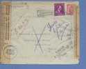 423+641op Brief Met Stempel BRUSSEL, Naar France, 2X Censuur Belgisch En Frans + Stempel RETOUR ... - 1936-1957 Open Kraag