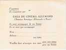 Invitation Au Gala Du Cinéma Allemand Années 30/40 - Publicidad