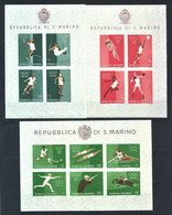 1960 San Marino 3 Foglietti "Olimpiadi Di Roma" Nuovi Gomma Integra MNH** - Blocs-feuillets