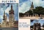 CPSM.PLEYBEN .SON EGLISE . SES 3 CLOCHERS SON CALVAIRE. - Pleyben