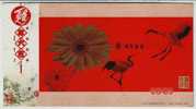 Red Crowned Crane,China 2005 Jian New Year Greeting Advertising Pre-stamped Card - Cranes And Other Gruiformes