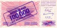 BOSNIE HERZEGOVINE   100 000 Dinara  Daté Du 10-11-1993   Pick 34b     ***** BILLET  NEUF ***** - Bosnia Erzegovina