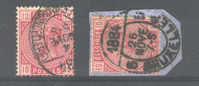 2 X Timbre No 38 Cachets Elliptiques Différents De BRUXELLES 1884   --  6/922 - 1883 Leopoldo II