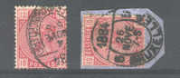 2 X Timbre No 38 Cachets Elliptiques Différents De BRUXELLES 1884   --  6/922 - 1883 Léopold II