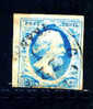 1852 Koning Willem III 5 Cent BLAUW NVPH 1 * Periode 1852  Nederland  Nr. 1 Gebruikt  (40) - Oblitérés
