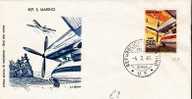 SM033/ SAN MARINO -  Luftpost 500 Lire (Dart-Flugzeug) FDC 4.3.65 Posta Aerea - Storia Postale