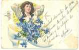 Uruguay.Précurseur 1905.Femme , Soulier Et Bouquet De Bleuets. - Frauen