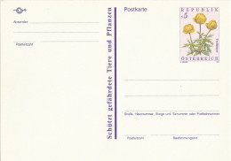 AUTRICHE AUSTRIA ÖSTERREICH Entier P515 Stationary Ganzsache Fleur Blume Flower Bouton D'or Trollblume 1992 - Tarjetas