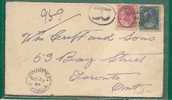 CANADA - WINNIPEG 1899  REGISTERED FRONT Of COVER TO TORONTO - VF BICOLOR VICTORIA STAMPS - Briefe U. Dokumente