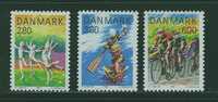 3S0080 Gymnastique Aerobic Canoe Cyclisme 845 à 847 Danemark 1985 Neuf ** - Neufs