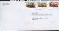 Circulated With France Stamps With Bus And Firefight Vehicle - Pompiers - Bombeiros - Automovilismo