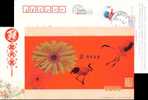 Flower Crane  Bird  ,   Postal Stationery,  Pre-stamped Postcard - Gru & Uccelli Trampolieri