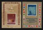 POLAND 1955 WARSAW INTERNATIONAL PHILATELIC EXHIBITION EXPO SET OF 2 MS NHM Peace Dove Birds Flowers Flags On Stamps - Ungebraucht