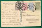 AUSTRIA - MULTICOLORED FRANKING (4 Stamps) On WIEN -Deutsches Volkstheater 1924 POSTCARD - Briefe U. Dokumente