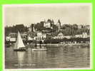 NYON, SUISSE -  VU DU LAC - ANIMÉE - SOCIÉTÉ GRAPHIQUE NEUCHATEL - ÉCRITE EN 1937 - PLIE - - Nyon