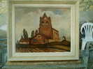 - EGLISE DANS UN HAMEAU . HUILE SUR TOILE ANNOTEE AU DOS . ENCADREE - Oils