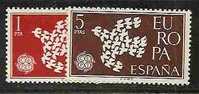 EUROPA-CEPT - SPAIN 1961 - DOVE FLYING - Yvert # 1044/5 - MLH - 1961