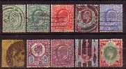 GRANDE-BRETAGNE - 1902-10 - Edwarde VII - 106,06a,07,08,10,11,13,14,15,17 - Usati