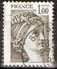 Timbre France Y&T N°2057 (01) Obl. Sabine De Gandon. 1 F 00. Olive. Cote 0.15€ - 1977-1981 Sabina Di Gandon