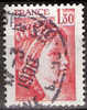 Timbre France Y&T N°2059 (01) Obl. Sabine De Gandon. 1 F. 30. Rouge. Cote 0.15€ - 1977-1981 Sabine Van Gandon