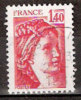 Timbre France Y&T N°2102 (02) Obl. Sabine De Gandon 1 F. 40. Rouge. Cote 0.15 € - 1977-1981 Sabine Van Gandon