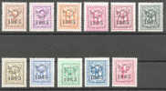 COB PO758/68 Preo 1965 MNH **, Serie Complete, Cote € 85.00 à 33% - Typos 1951-80 (Chiffre Sur Lion)