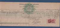 QUITTANCE ASSURANCE COMPAGNIE DU SOLEIL 44 RUE DE CHATEAUDUN PARIS - 30 MARS 1938 - TIMBRE FISCAL 1 FRANC - Bank En Verzekering
