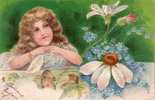 Carte  1905  Série En Relief Fillette Marguerite (beaucoup) - Myosotis - - Collections, Lots & Series